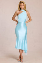 Chic Scarf-Detail Midaxi Dress in Aquamarine