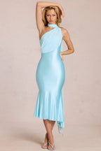 Chic Scarf-Detail Midaxi Dress in Aquamarine