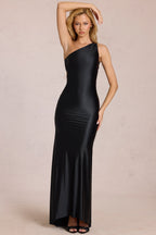 Chic Asymmetric Tie-Back Gown in Black