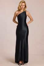 Chic Asymmetric Tie-Back Gown in Black