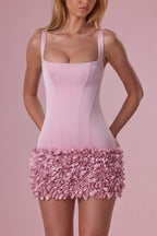 Chic Satin Mini Dress in Blush Pink