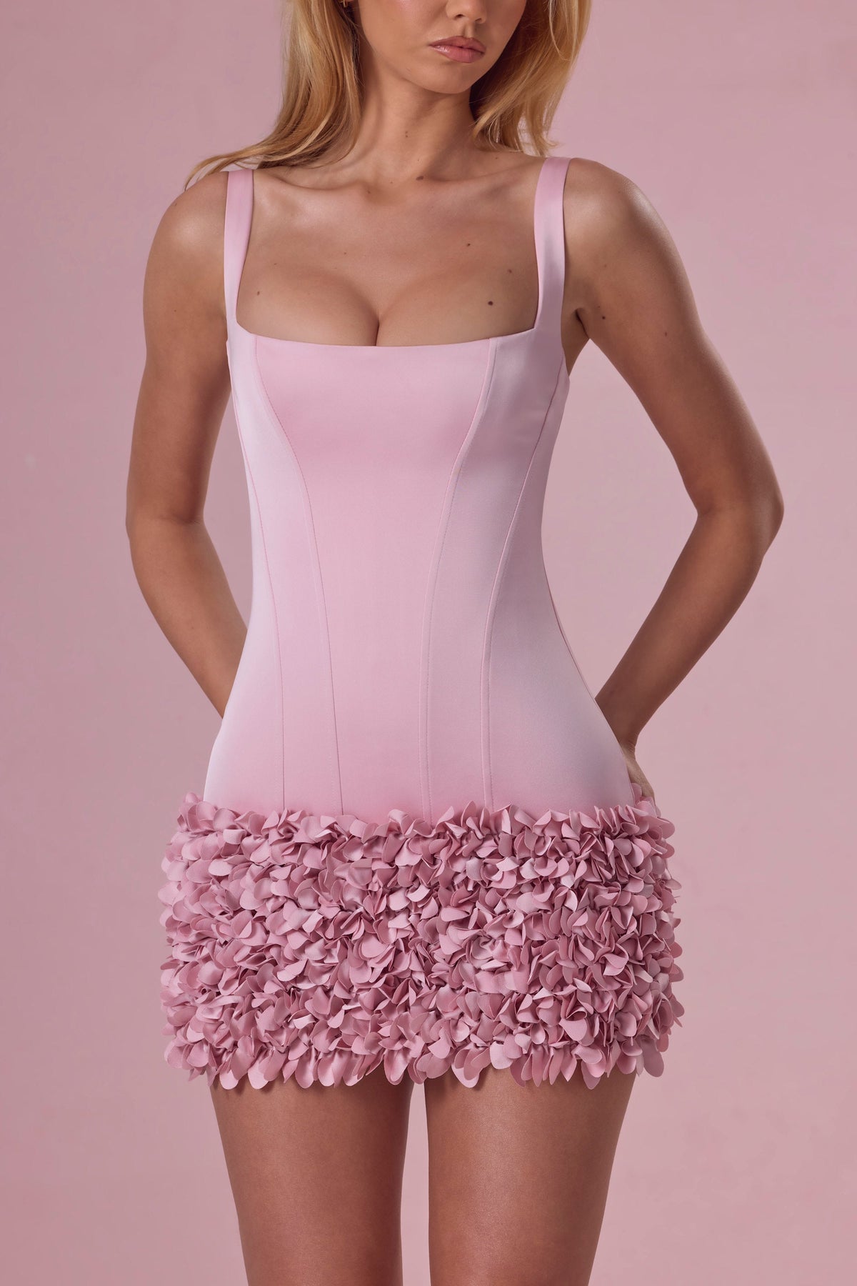 Chic Satin Mini Dress in Blush Pink