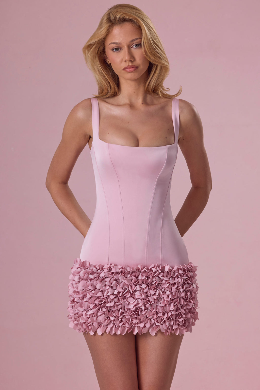 Chic Satin Mini Dress in Blush Pink