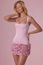 Chic Satin Mini Dress in Blush Pink
