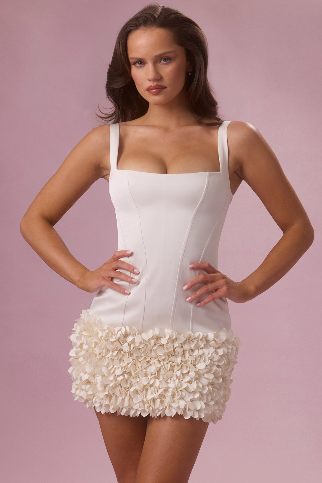 Chic Satin Mini Dress in Pearl