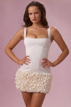 Chic Satin Mini Dress in Pearl