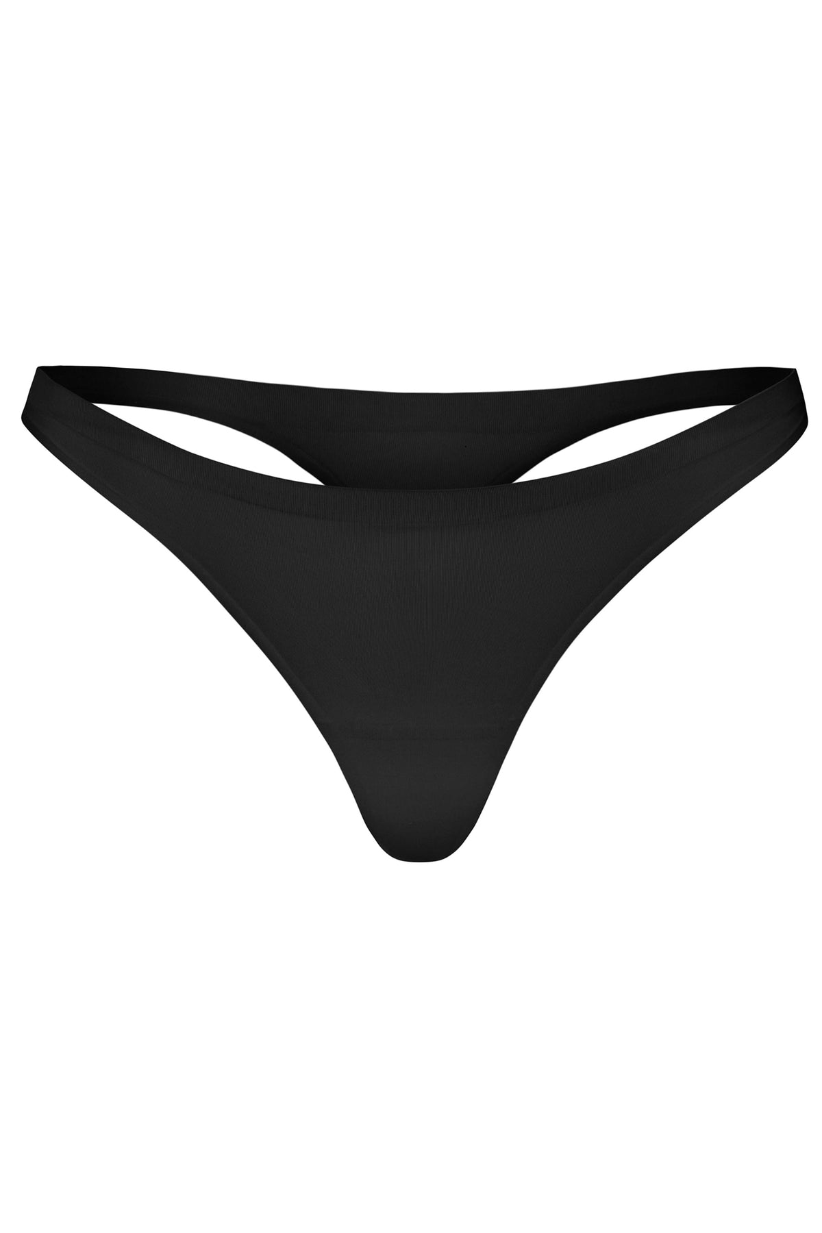 Chic Seamless Knit Thong in Black