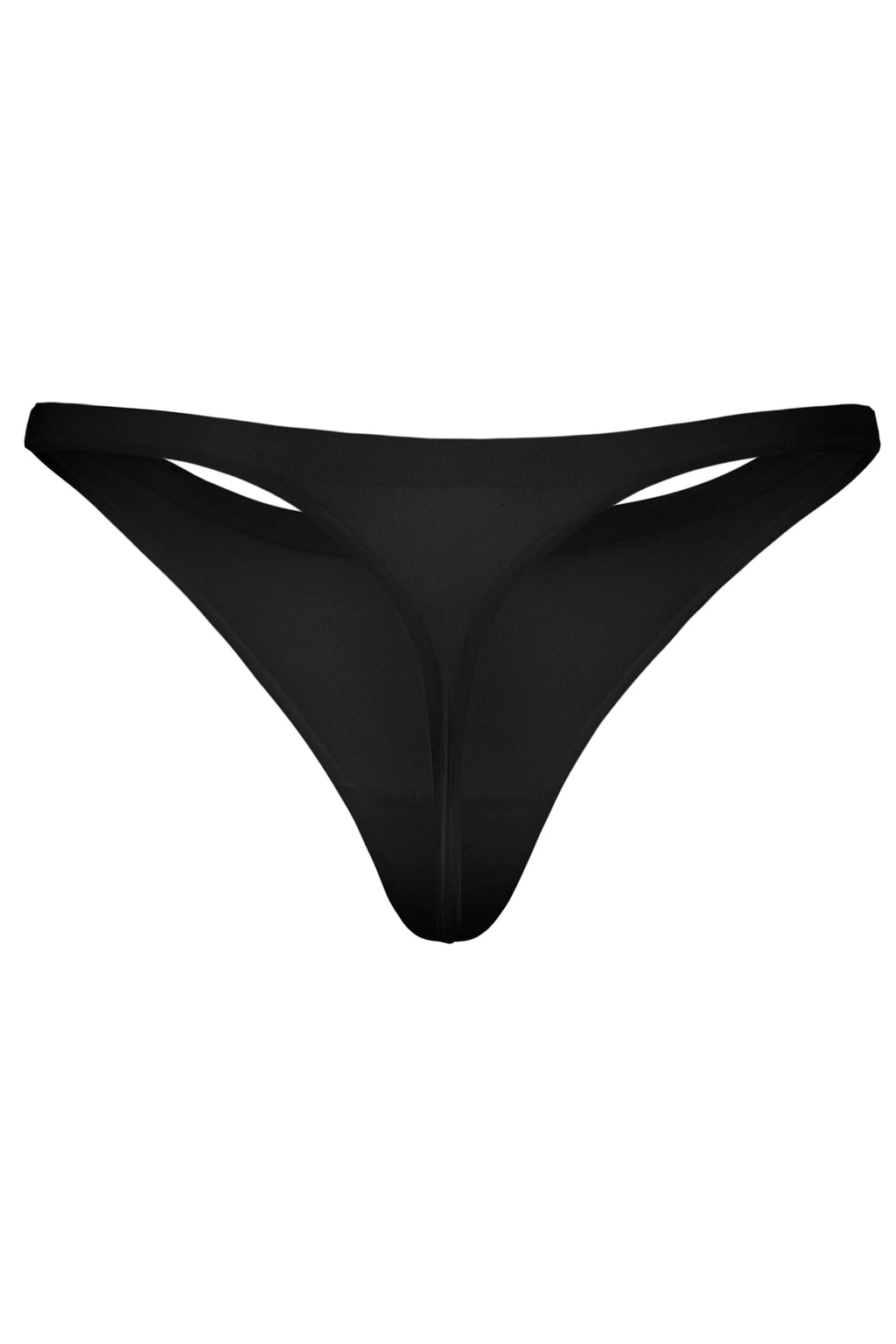 Chic Seamless Knit Thong in Black