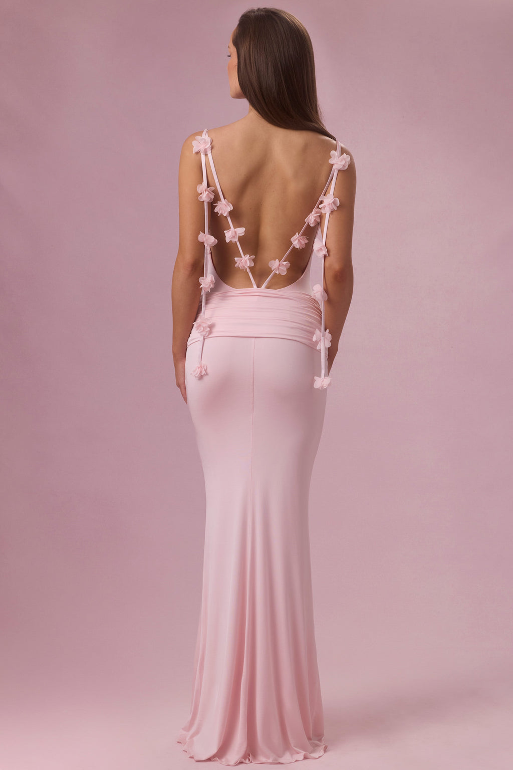 Chic Jersey Draped Gown in Blush