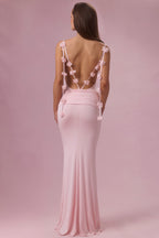 Chic Jersey Draped Gown in Blush