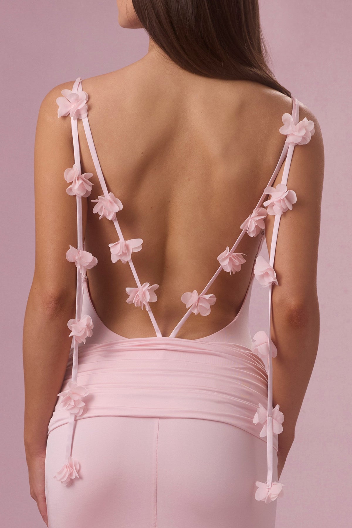 Chic Jersey Draped Gown in Blush