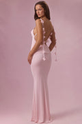 Chic Jersey Draped Gown in Blush