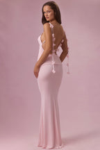 Chic Jersey Draped Gown in Blush