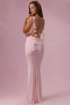 Chic Jersey Draped Gown in Blush