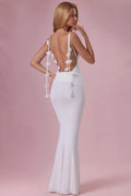 Chic Jersey Draped Gown in Coconut