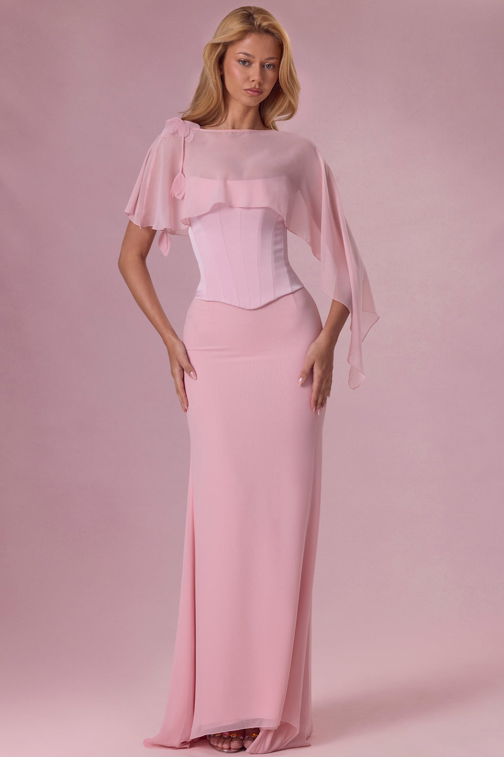 Chic Satin Corset Bridesmaid Dress in Blush