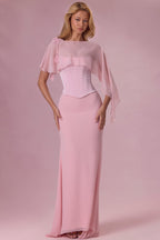 Chic Satin Corset Bridesmaid Dress in Blush