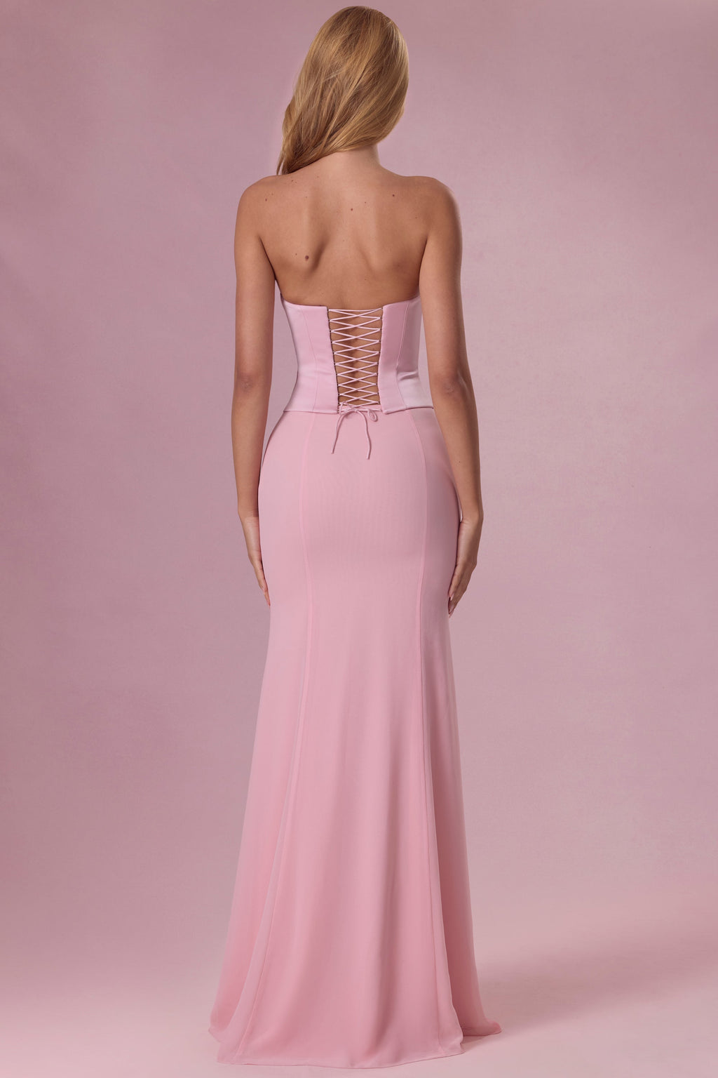Chic Satin Corset Bridesmaid Dress in Blush