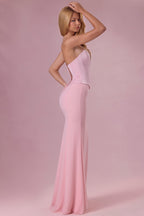 Chic Satin Corset Bridesmaid Dress in Blush