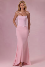 Chic Satin Corset Bridesmaid Dress in Blush