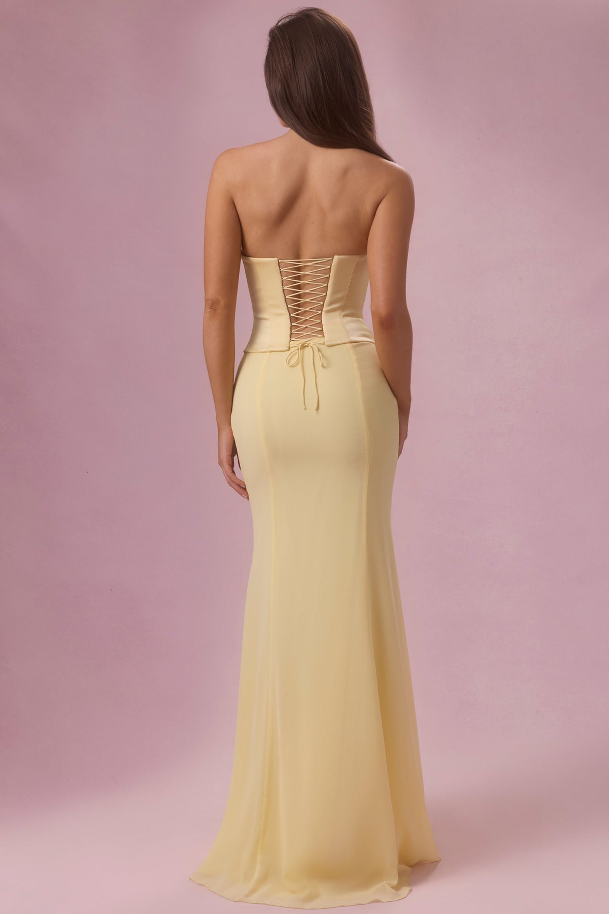 Chic Satin Corset Bridesmaid Dress in Butter Yellow