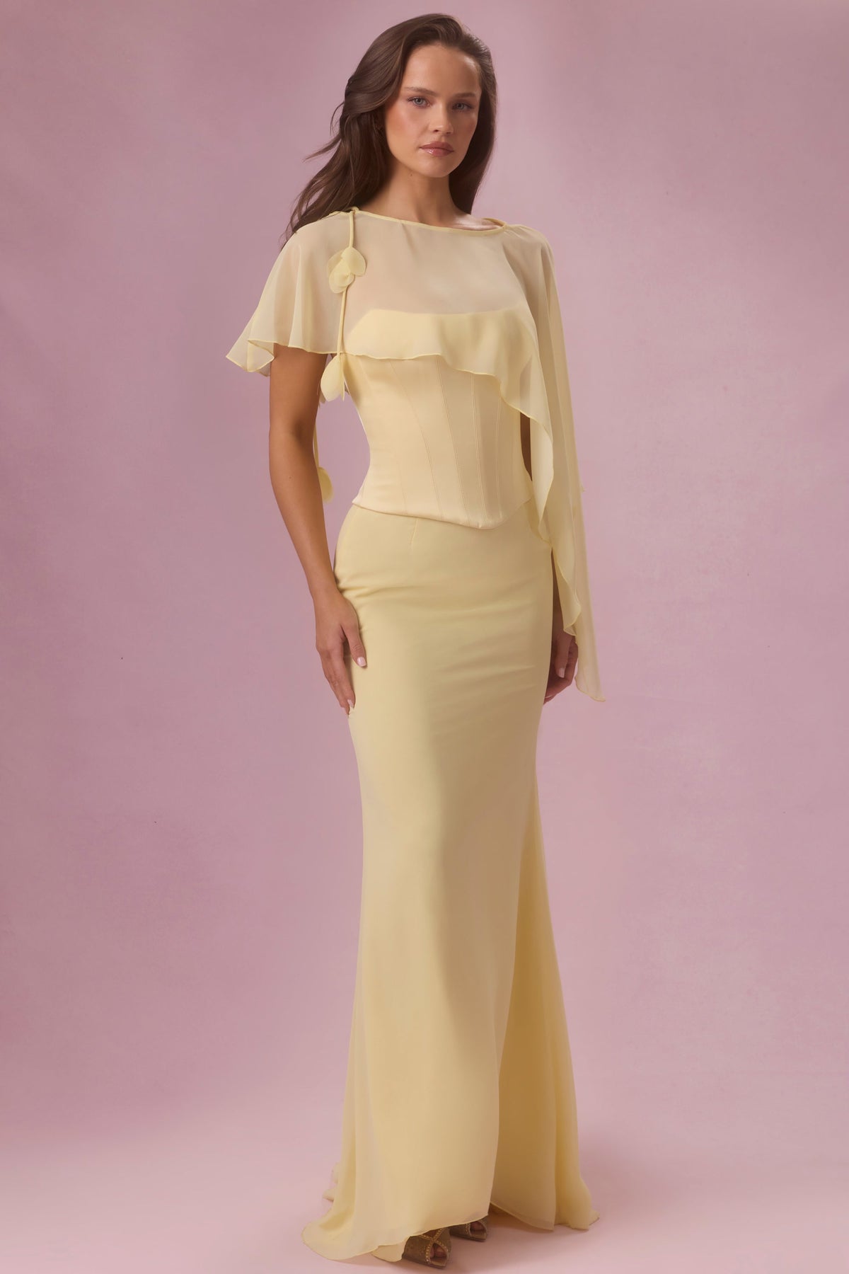 Chic Satin Corset Bridesmaid Dress in Butter Yellow