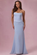 Chic Satin Corset Bridesmaid Dress in Sky Blue