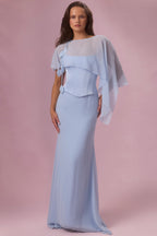 Chic Satin Corset Bridesmaid Dress in Sky Blue