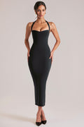 Chic Halterneck Midaxi Dress in Black