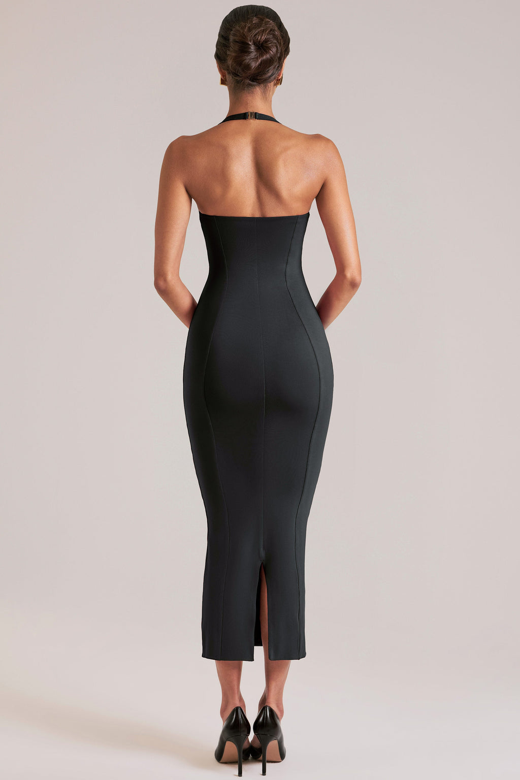 Chic Halterneck Midaxi Dress in Black