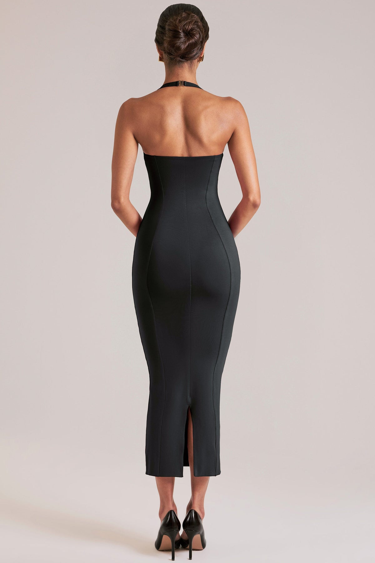 Chic Halterneck Midaxi Dress in Black