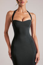 Chic Halterneck Midaxi Dress in Black