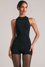 Chic High-Neck Romper in Black