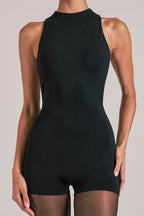 Chic High-Neck Romper in Black