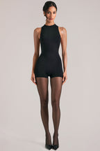 Chic High-Neck Romper in Black