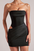 Chic Bandeau Bodycon Mini Dress in Black