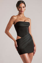 Chic Bandeau Bodycon Mini Dress in Black