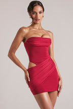 Chic Bandeau Bodycon Mini Dress in Cherry Red