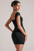 Chic Sweetheart Neckline Mini Dress in Black