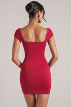 Chic Sweetheart Neckline Mini Dress in Cherry Red