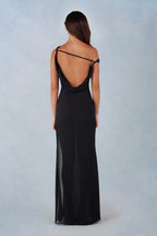 Chic One-Shoulder Maxi Dress in Black