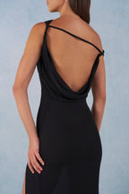 Chic One-Shoulder Maxi Dress in Black
