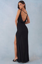 Chic One-Shoulder Maxi Dress in Black