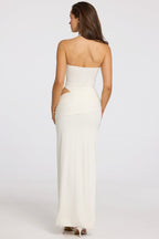 Chic Deep Plunge Halterneck Maxi Dress in White