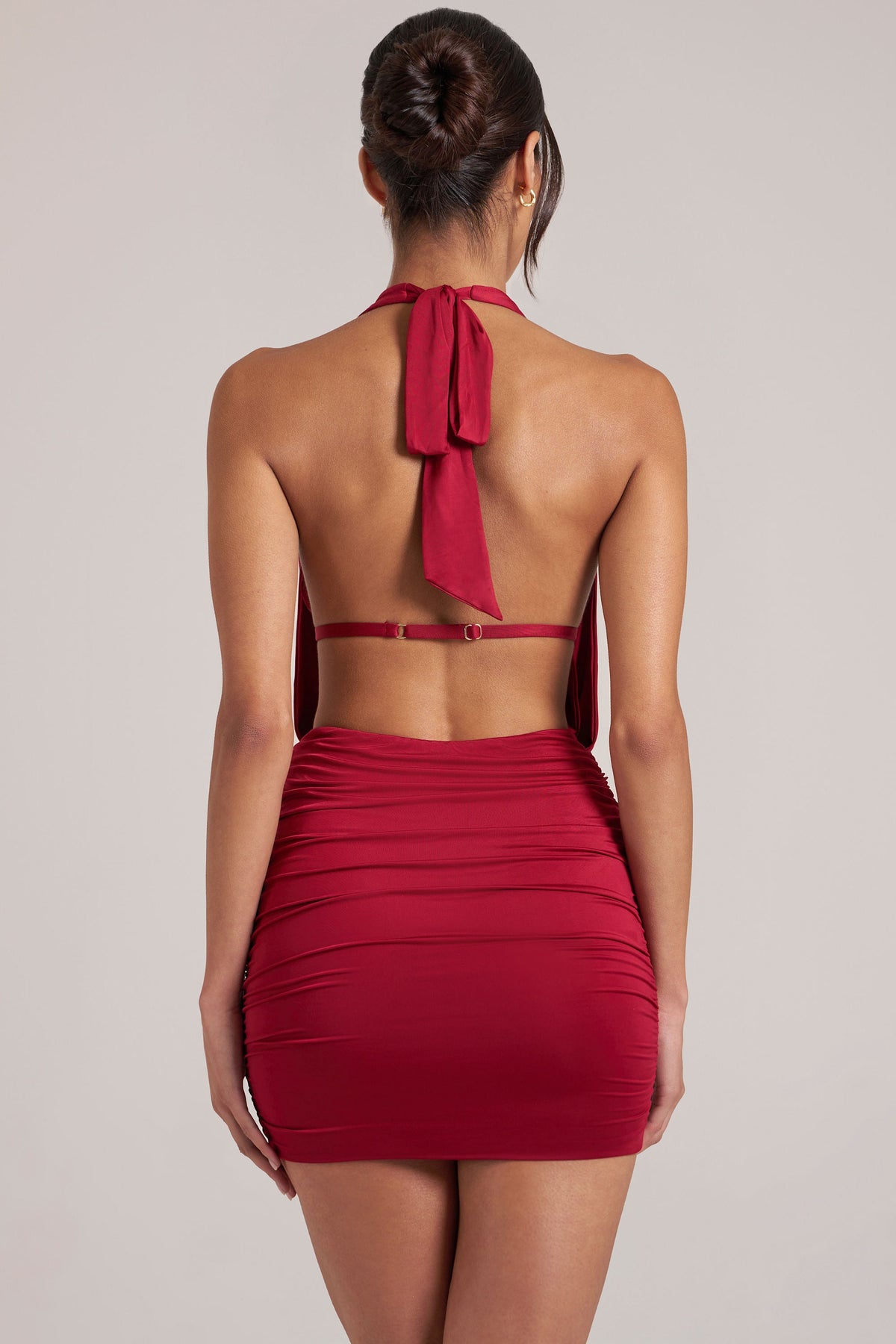 Chic Draped Cowl Mini Dress in Cherry Red