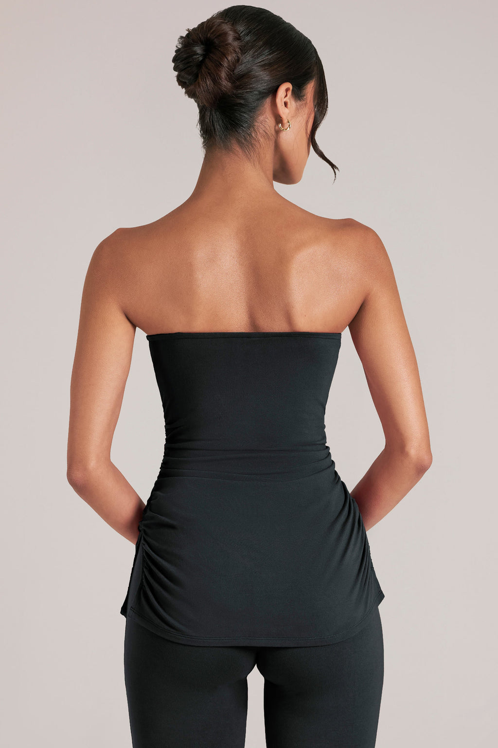 Chic Bandeau Longline Top in Black
