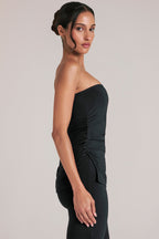 Chic Bandeau Longline Top in Black