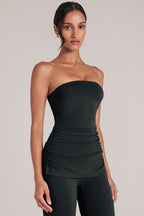 Chic Bandeau Longline Top in Black