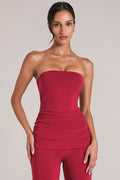 Chic Bandeau Longline Top in Cherry Red