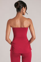 Chic Bandeau Longline Top in Cherry Red